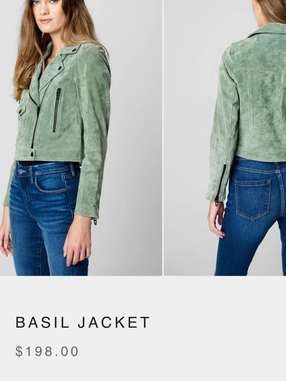 Blank NYC Basil Suede Moto Jacket - Sage Green